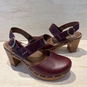 Dansko Burgundy Leather Clogs
